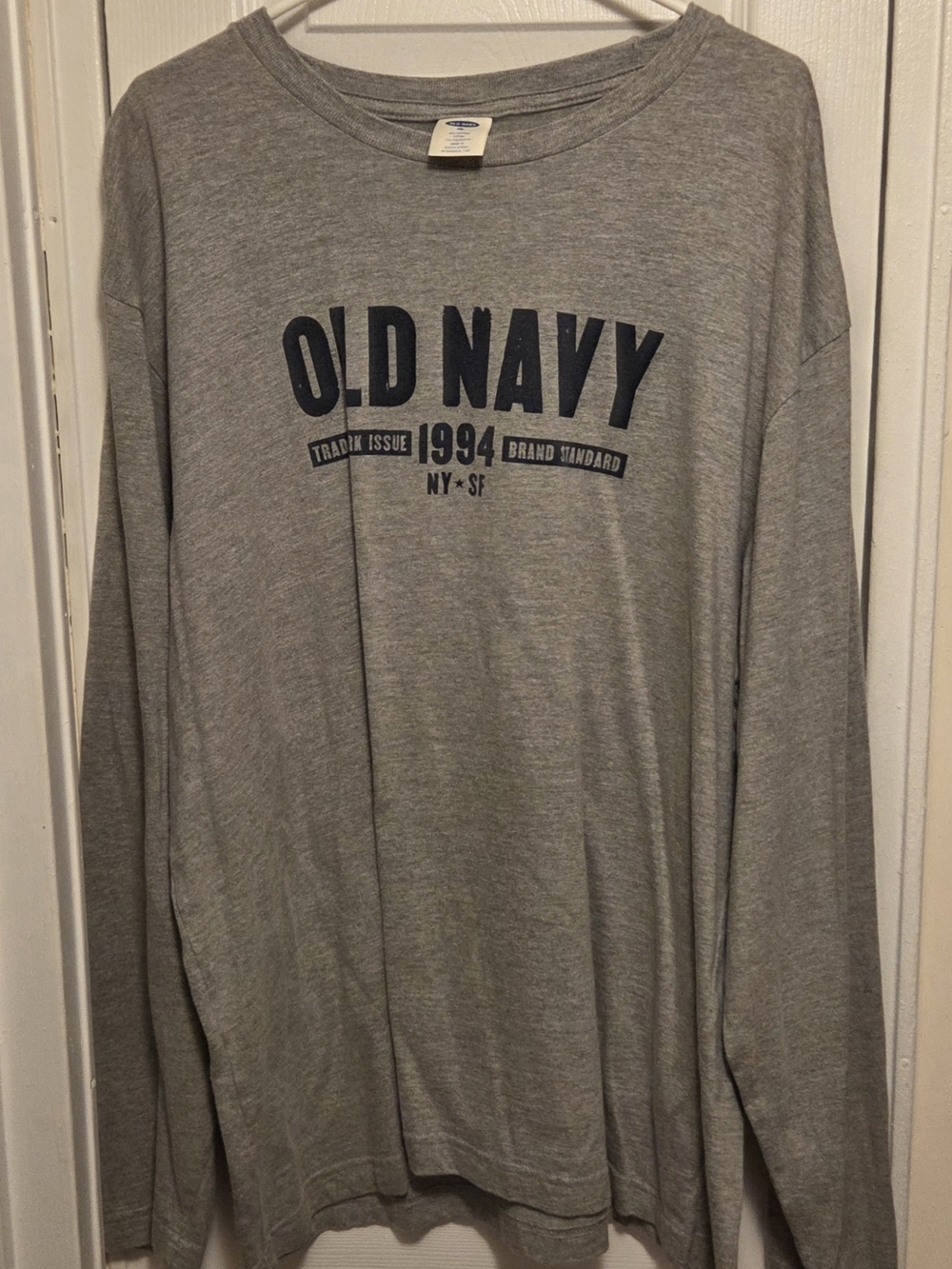 Old Navy Gray Long Sleeve Shirt with Navy Logo